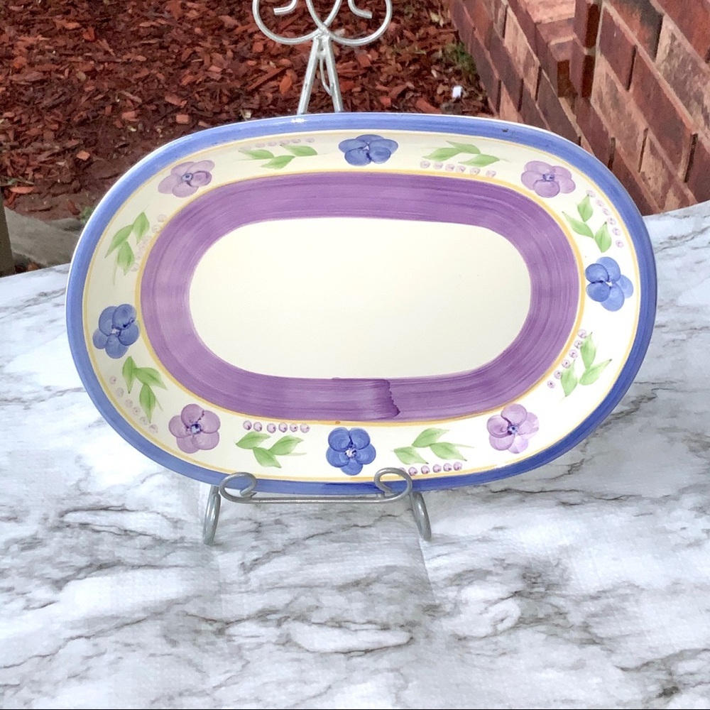 Gibson Lavender & Blue Floral Oval Platter 12”